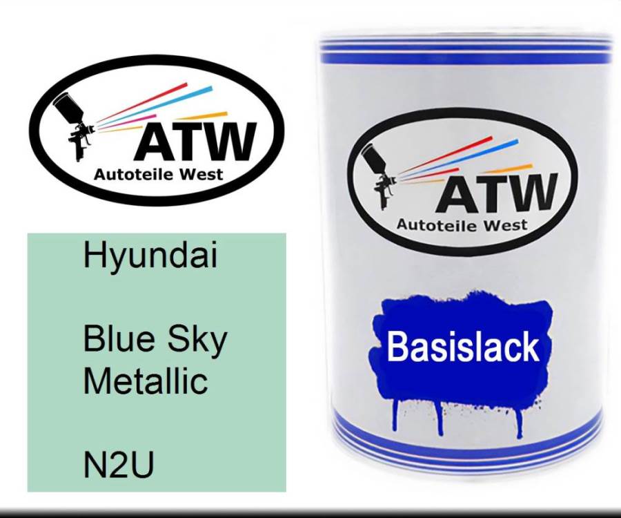 Hyundai, Blue Sky Metallic, N2U: 500ml Lackdose, von ATW Autoteile West.